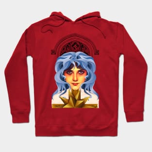 Blue-haired girl with medieval window Hoodie